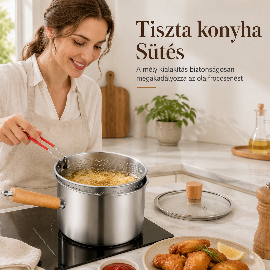 Többfunkciós 304 rozsdamentes acél serpenyő