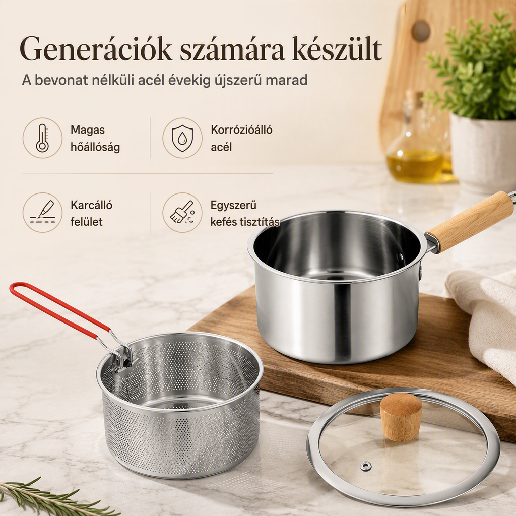 Többfunkciós 304 rozsdamentes acél serpenyő