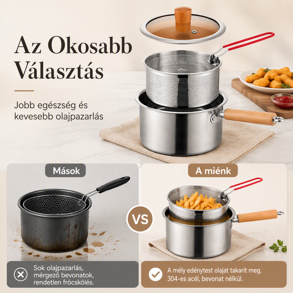 Többfunkciós 304 rozsdamentes acél serpenyő