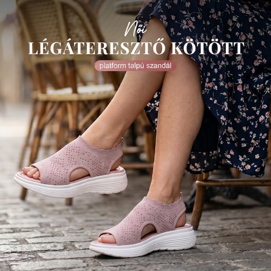 Női lélegző kötött platform szandál
