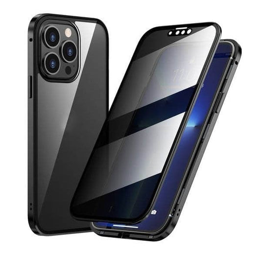 📱IPhone tok mágneses király Apple Peep Proof kétoldalas üveg fém mágneses védőtok