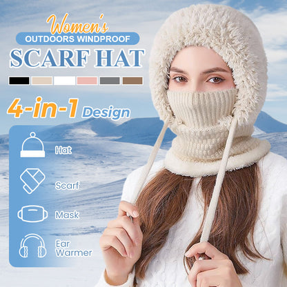 ❄️Női téli egyrészes kötött sapka-sál-maszk 4 az 1-ben balaclava