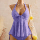 🩱Női peplumos nyakpántos tankini szett