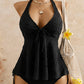 🩱Női peplumos nyakpántos tankini szett