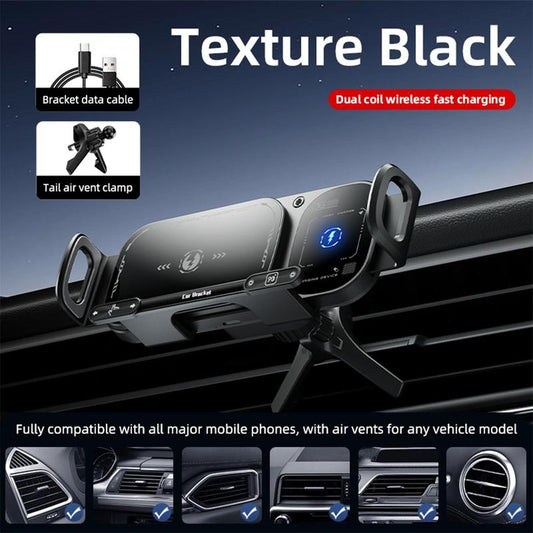📱✨15 W-os vezeték nélküli gyorstöltő autós telefontartó, összecsukható és standard okostelefonokhoz alkalmas🚗💨