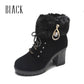 【Méret: 35-42】👢Férfi plüss cipő Chunky sarok bokacsizma