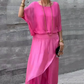 🌹Blouse top, pantaloni cu picior lat, costum din două piese din șifon