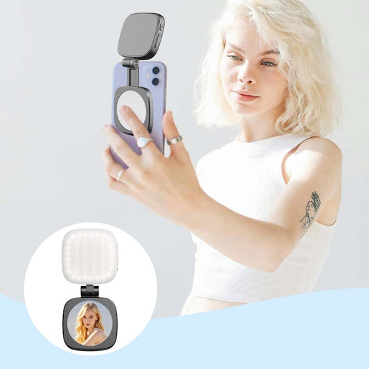 ✨Időkorlátozott 50% kedvezmény📱3 az 1-ben telefonállvány, tükör és mágneses szelfi kitöltő fény