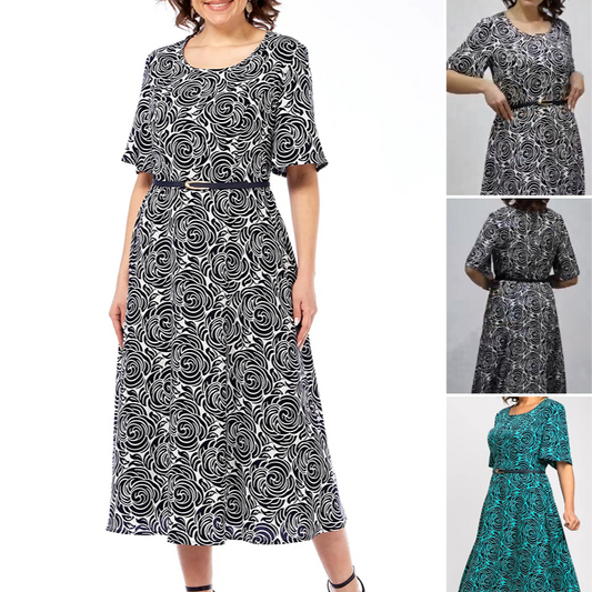 😍【S-4XL】💃Elegáns nyomtatott Maxi ruha övvel
