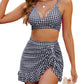👙Magas derekú női bikiniszett haskontroll Gingham