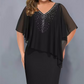 ✨Strasszos V-nyakú Cape ruha sifon borítással