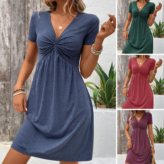 【S-2XL】👗Női rövid ujjú ruha V-nyakú nyakkivágással🔥🔥🔥