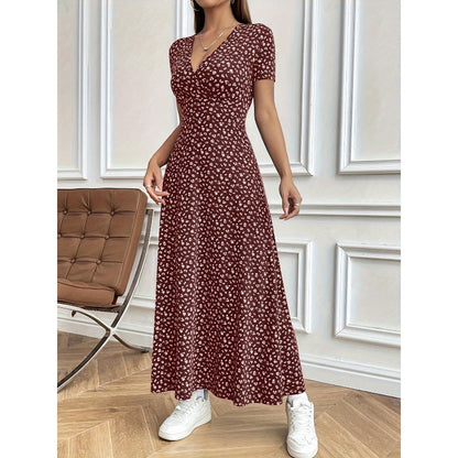 ✨ Női alkalmi V-nyakú virágos Maxi ruha 💃