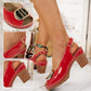 【EU 36-43】👡Fém csatos pántos Peep-toe középmagas szandálok