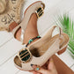 【EU 36-43】👡Fém csatos pántos Peep-toe középmagas szandálok