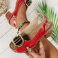 【EU 36-43】👡Fém csatos pántos Peep-toe középmagas szandálok