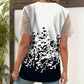 【S-4XL】👚Csipkés patchwork nyomtatott rövid ujjú felső