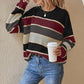 【S-XL】💞Női laza csíkos hosszú ujjú pulóver