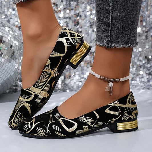 👡Női hegyes orrú, alacsony sarkú, mintás divatcipő🤩