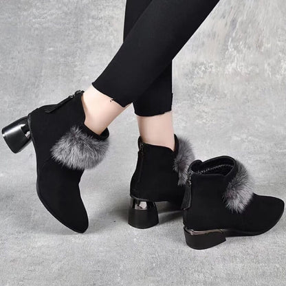 🔥Téli női elegáns, vastag szőrös bokacsizma👢