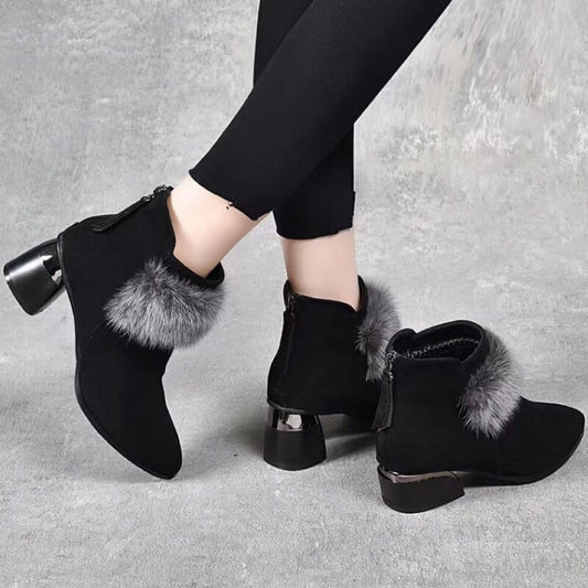 🔥Téli női elegáns, vastag szőrös bokacsizma👢