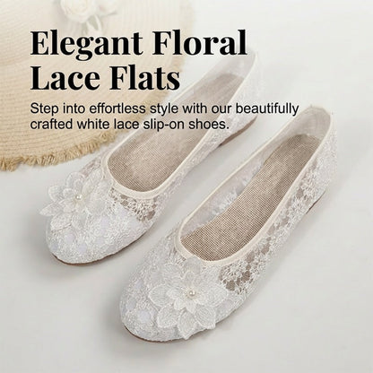 💕Női virágos csipkés, lélegző slip-on loafer cipő👩