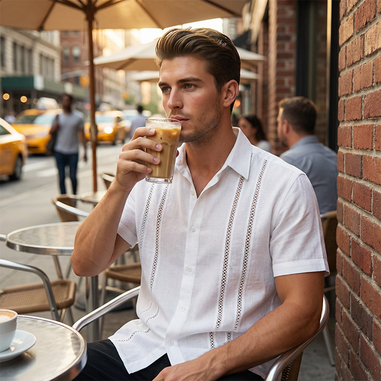 🥼😎Laza, rövid ujjú férfi ing gombos záródással🌴