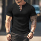 👕Férfi bordás Henley rövid ujjú póló