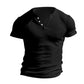 👕Férfi bordás Henley rövid ujjú póló