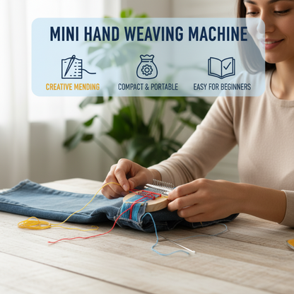 🧵 Hordozható szövőszék – kézi vezérlés, fa és acél szerkezet