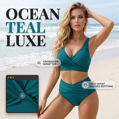 👙Női, magas derekú, redős bikini szett
