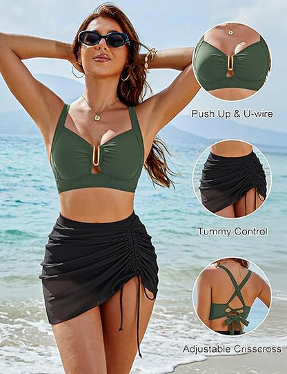 👙Utolsó napi akció: 50% kedvezmény💃Női magas derekú bikini szettek, U-alakú merevítővel ellátott, hasformáló fürdőruha