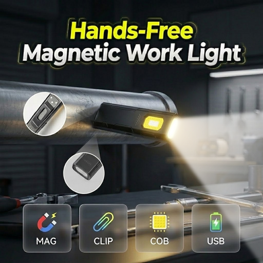 ⚡ Forgatható mágneses munkalámpa – Erős LED világítás, 360°-ban forgatható, ideális sötét sarkokba 🧲💪